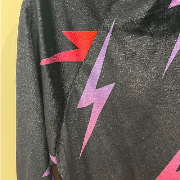 Aviator Nation Black Velvet Sweatshirt With Neon Colored Lightning Bolts - Picture 3 of 10